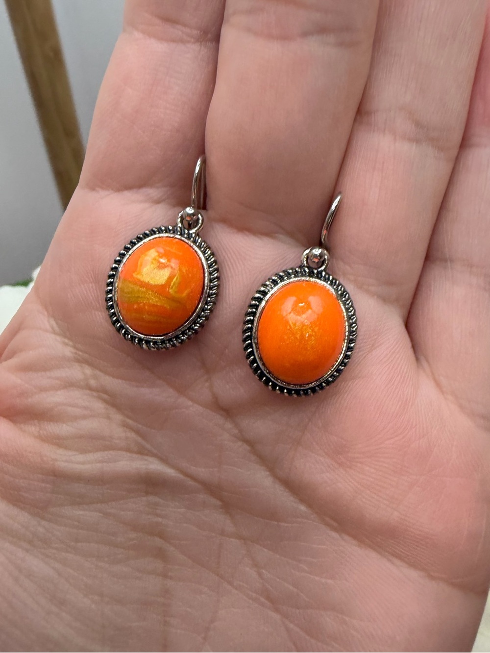 Orange Oval Drop Earrings - Women Jewelry